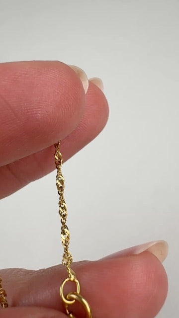 Solid 17.5" 18K Yellow Gold Classic Singapore Link Chain, 1.78 g