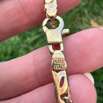 7.5" Italian Solid 14K Two-Tone Gold Open Link Bracelet, 7.68 g