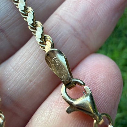 7.25" Solid 10K Yellow Gold Rope Bracelet, 2.73 g