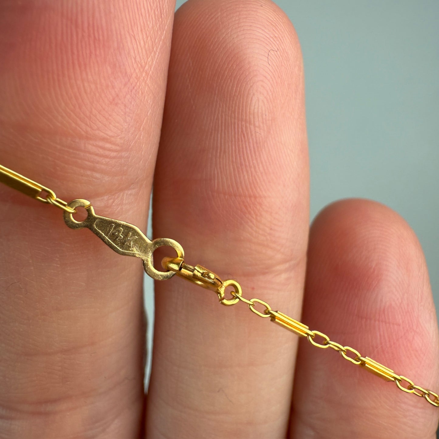 24" Solid 14K Yellow Gold Bar and Cable Link Chain, 3.07 g
