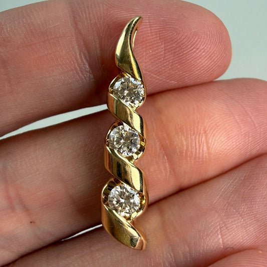 Estate Solid 14K Yellow Gold 625 ct. Diamond Sculptural Design Pendant, 3.89 g
