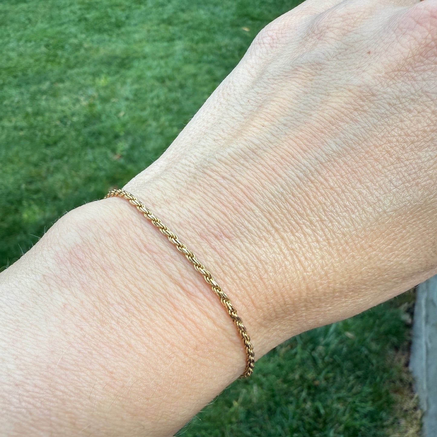 6.5" Italian Solid 14K Yellow Gold French Rope Chain Bracelet, 2.58 g
