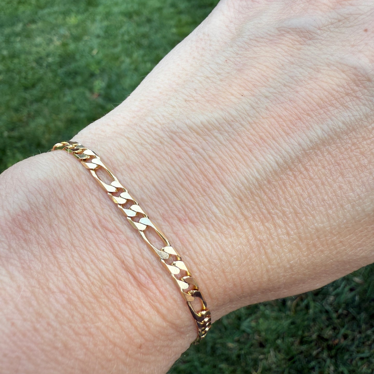 8" Italian Solid 14K Yellow Gold Figaro Bracelet, 5.25 g