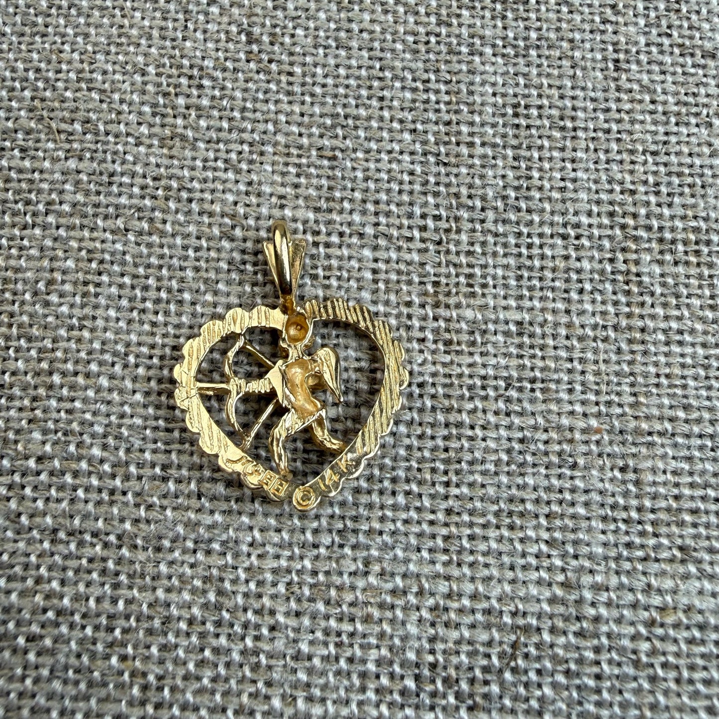 Solid 14K Yellow Gold Michael Anthony Gold Cupid Heart Pendant, 1.64 grams