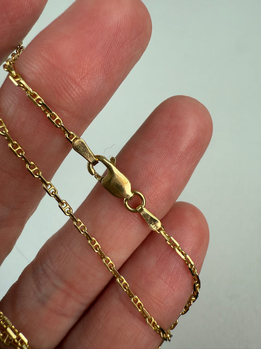 20" Italian Solid 14K Yellow Gold Mariner Chain, 4.26 g