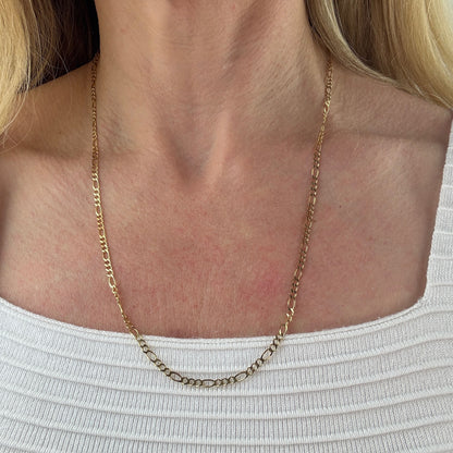 22" Solid 10K Yellow Gold Classic Figaro Chain, 4.67 g