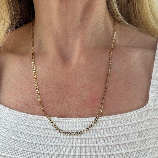 22" Solid 10K Yellow Gold Classic Figaro Chain, 4.67 g