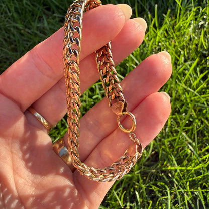 6.5" Vintage Italian Solid 10K Yellow Gold Double Curb Link Bracelet, 6.44 g