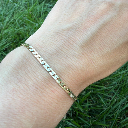 6.75" 14K Yellow Gold Solid Flat Curb Bracelet, 4 g