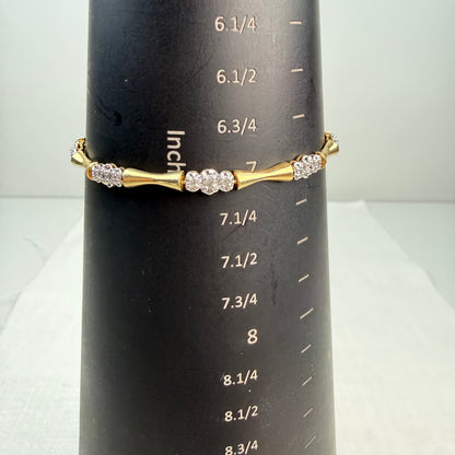 Vintage Solid Two-tone 10K Bow-tie Diamond Bracelet, 7"
