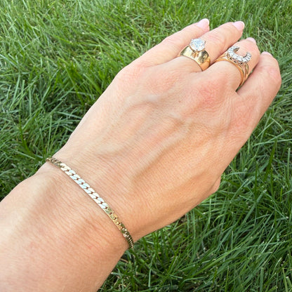 6.75" 14K Yellow Gold Solid Flat Curb Bracelet, 4 g