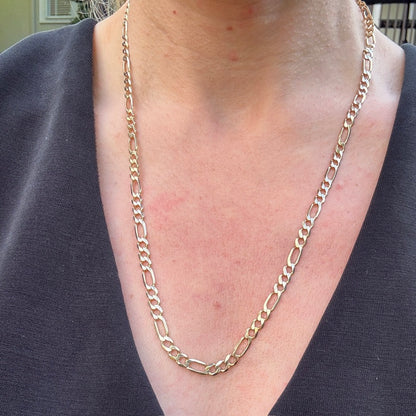 22.25" Italian Solid 14K Yellow Gold Classic Figaro Chain, 16.36 g