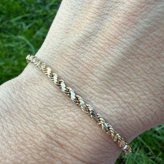 7.25" Solid 10K Yellow Gold Rope Bracelet, 2.73 g