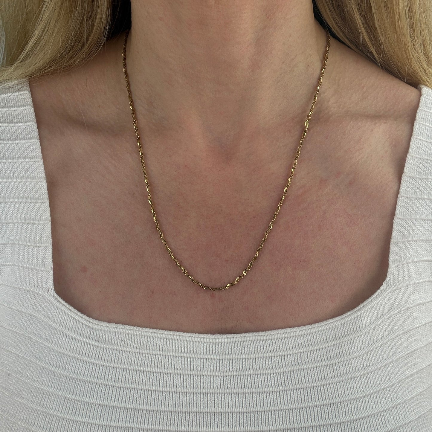 20.5" Italian Solid 14K Yellow Gold Faceted Singapore Chain, 4.14 g