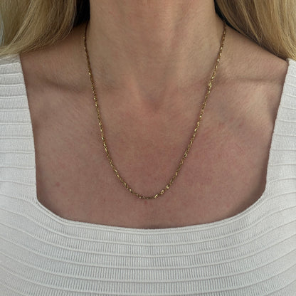 20.5" Italian Solid 14K Yellow Gold Faceted Singapore Chain, 4.14 g