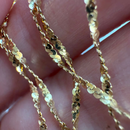 17.75" Italian Solid 14K Yellow Gold Twisted Link Chain, 2.26 g