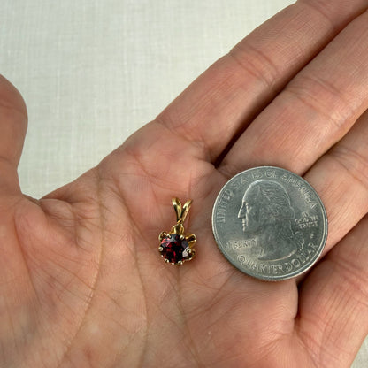Solid 14K Yellow Gold  Rubellite Garnet Buttercup Pendant, 1 gram
