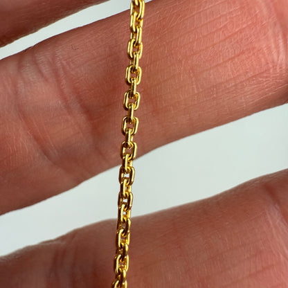 Solid 16.5" 18K Yellow Gold Classic Mini Biker Link Chain, 5.14 g
