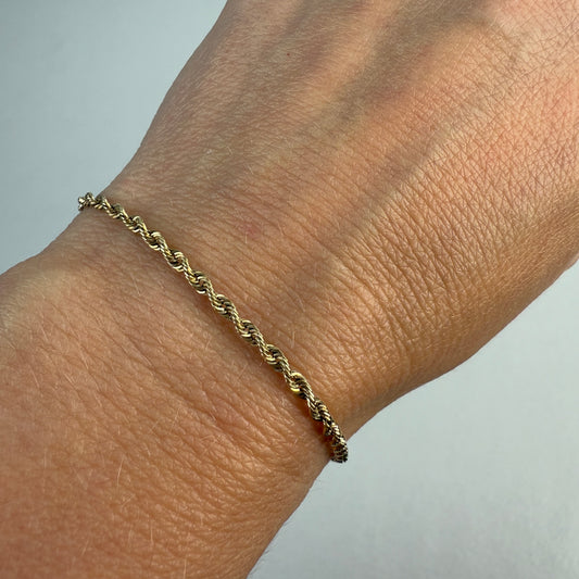 Solid 10K Yellow Gold Michael Anthony Diamond Cut Rope Bracelet 7.25 ", 2.43 g