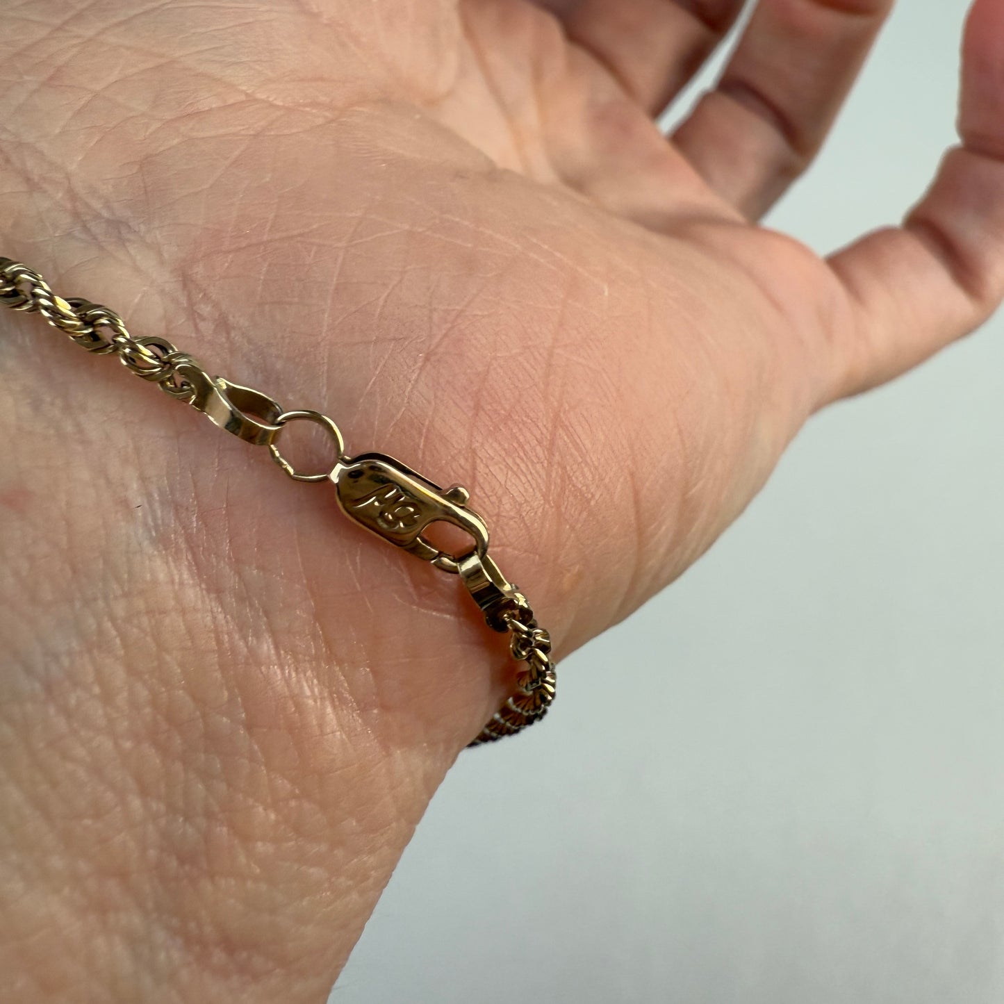 Solid 10K Yellow Gold Michael Anthony Diamond Cut Rope Bracelet 7.25 ", 2.43 g