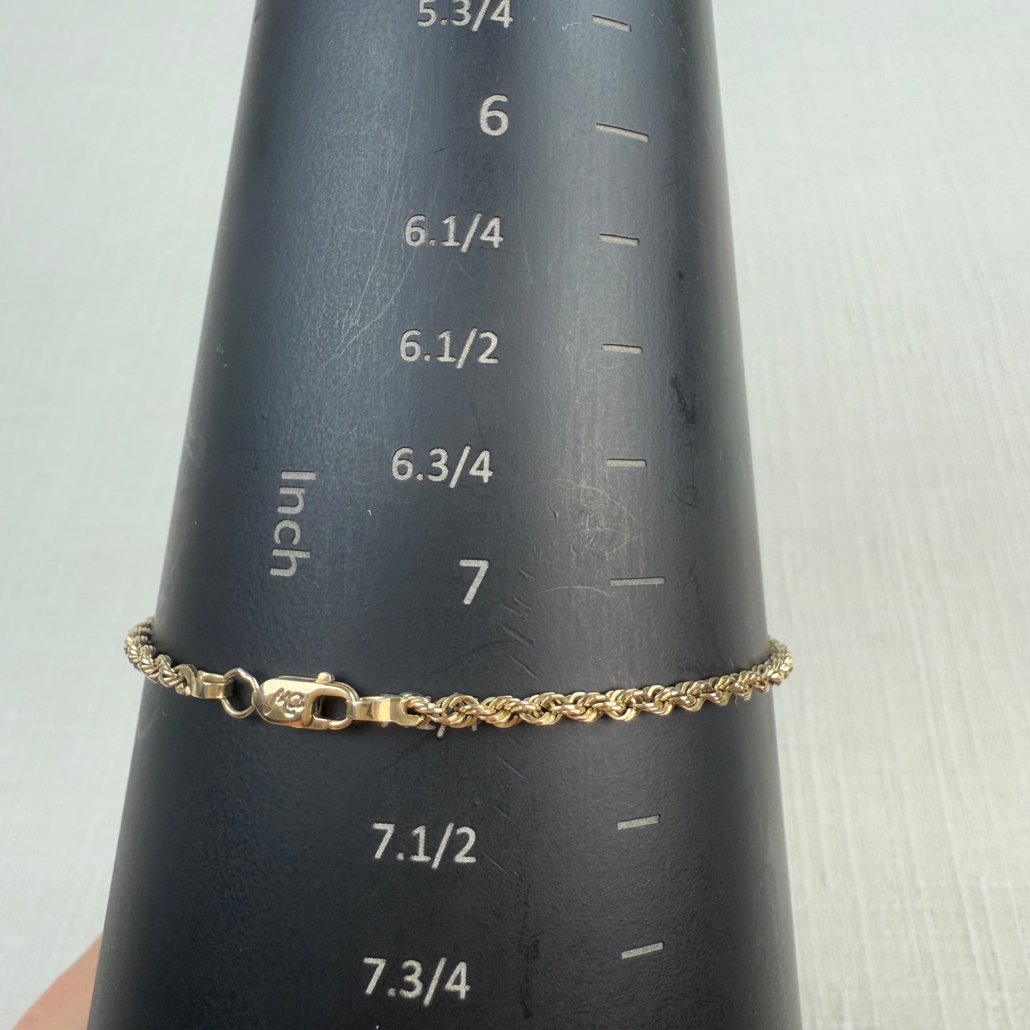 Solid 10K Yellow Gold Michael Anthony Diamond Cut Rope Bracelet 7.25 ", 2.43 g