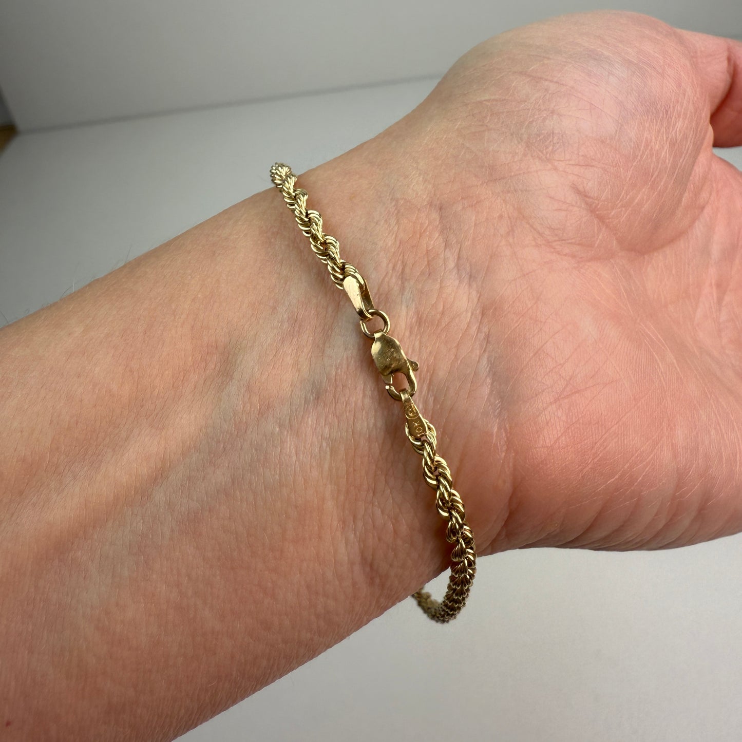 8" Rope Bracelet 10K Yellow Gold 3mm 1.94g