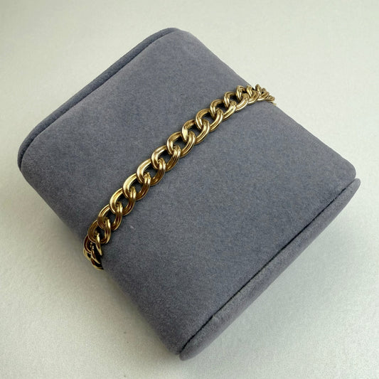 6.75" Vintage Thick Ribbed Curb 14K Yellow Gold 6.47mm 6.0g