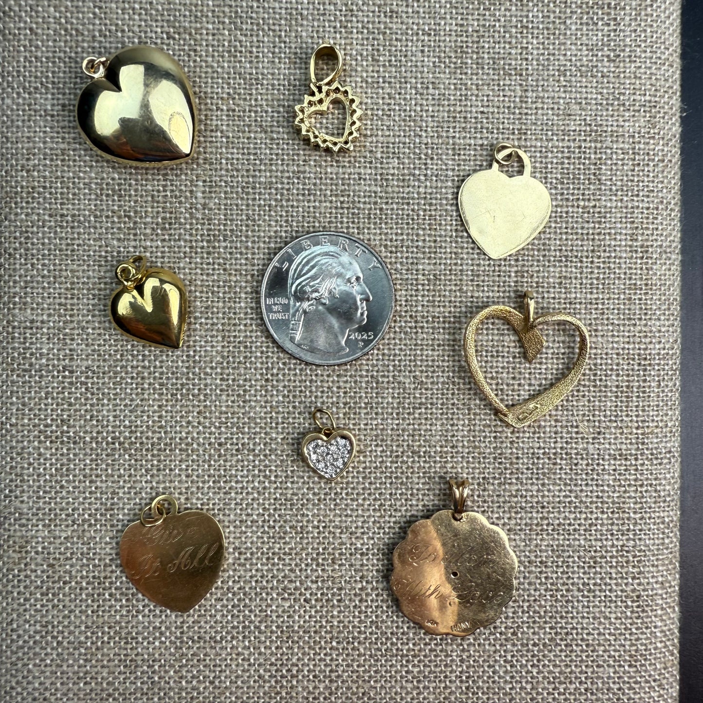 14K Engine Turned Hearts (Select Your Favorite)