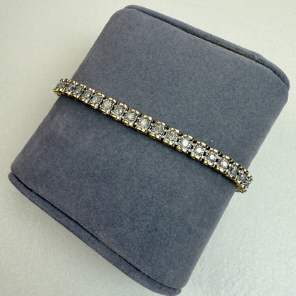 7.125" Vintage 2.75 ctw Natural Diamond Tennis 10K Two-Tone Gold Bracelet 4.62mm 9.65g