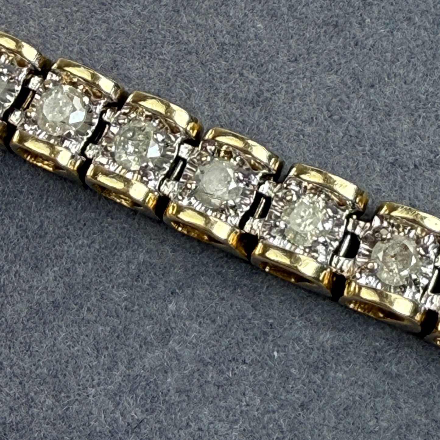 7.125" Vintage 2.75 ctw Natural Diamond Tennis 10K Two-Tone Gold Bracelet 4.62mm 9.65g