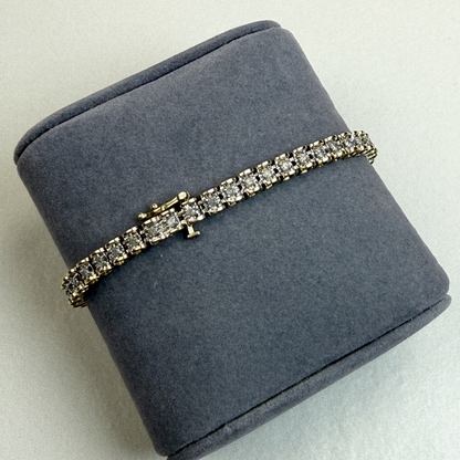 7.125" Vintage 2.75 ctw Natural Diamond Tennis 10K Two-Tone Gold Bracelet 4.62mm 9.65g