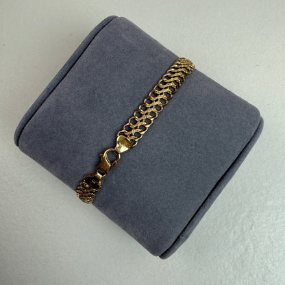 7" Vintage 14K Italian 7.3mm Textured Hollow Curb Bracelet