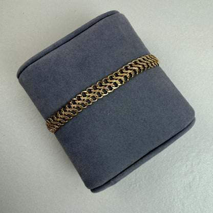 7" Vintage 14K Italian 7.3mm Textured Hollow Curb Bracelet