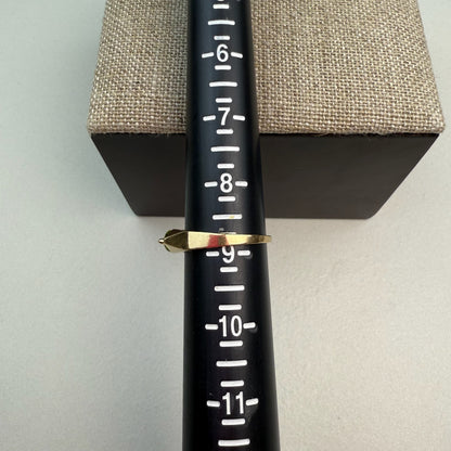 Modern East West Set Marquise Green Peridot 14K Yellow Gold Ring, Size 8.75