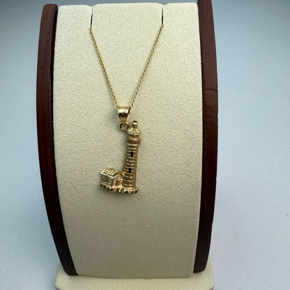 Estate 3D 14K Yellow Gold Lighthouse Pendant, 2.08g