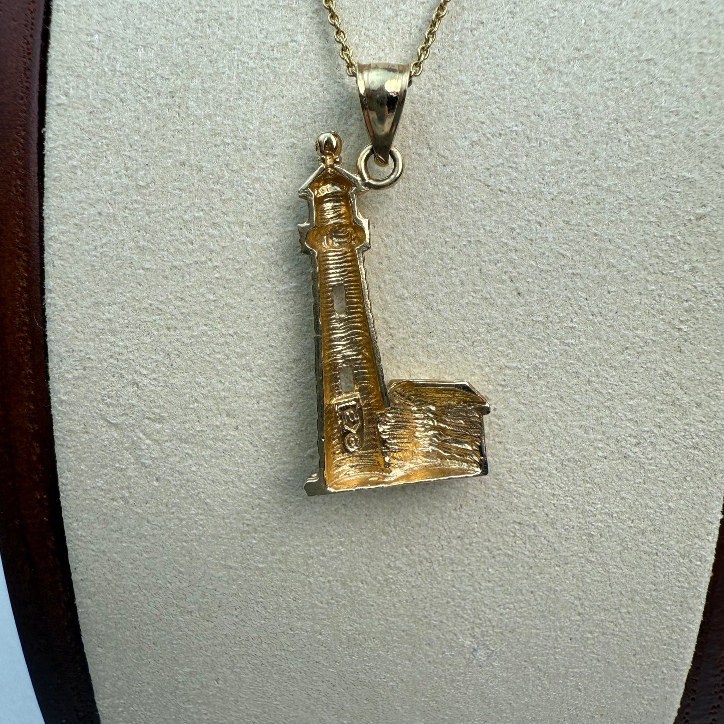 Estate 3D 14K Yellow Gold Lighthouse Pendant, 2.08g