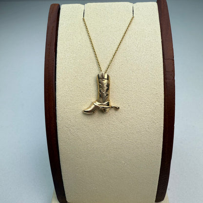Vintage 3D Cowboy boot Pendant 14K Yellow Gold, 2.64g