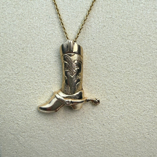 Vintage 3D Cowboy boot Pendant 14K Yellow Gold, 2.64g