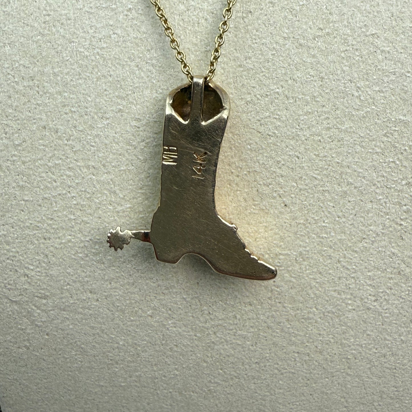 Vintage 3D Cowboy boot Pendant 14K Yellow Gold, 2.64g