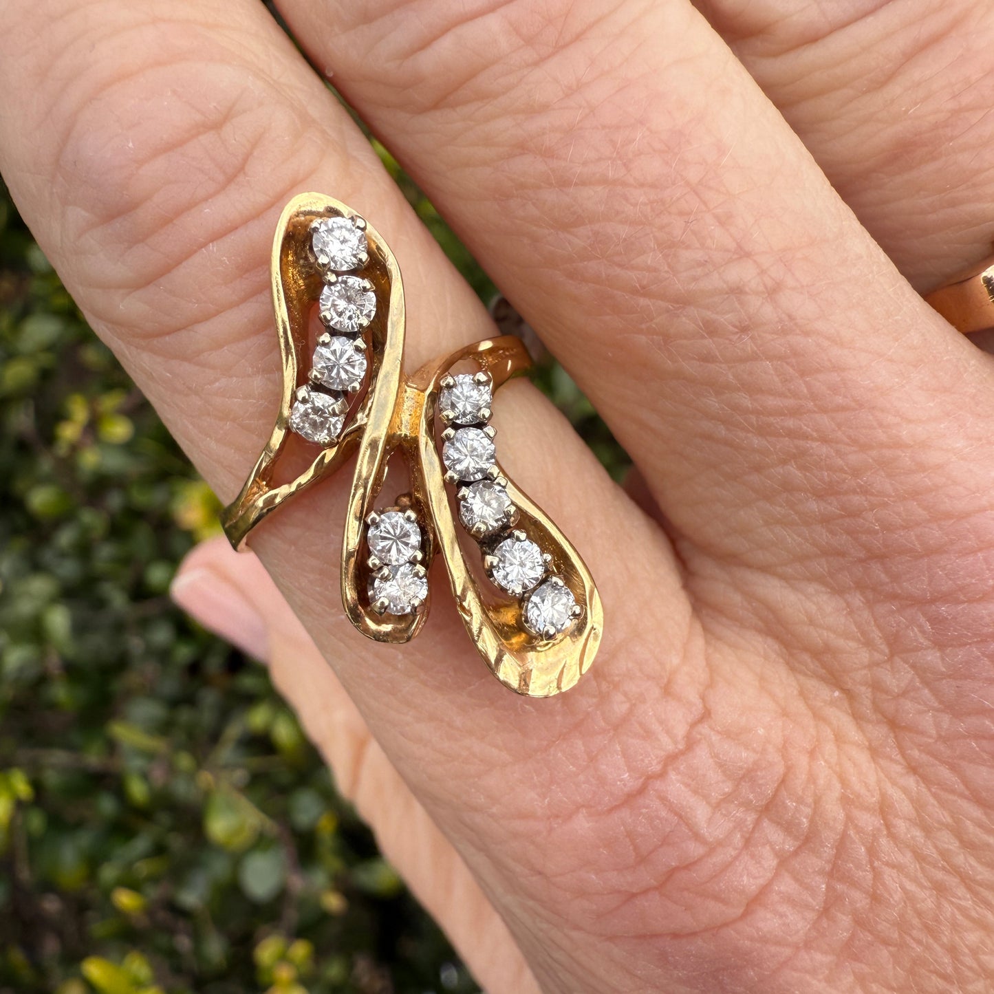 Abstract 14K Gold Ring .75 ctw Natural Diamonds (Size 8)