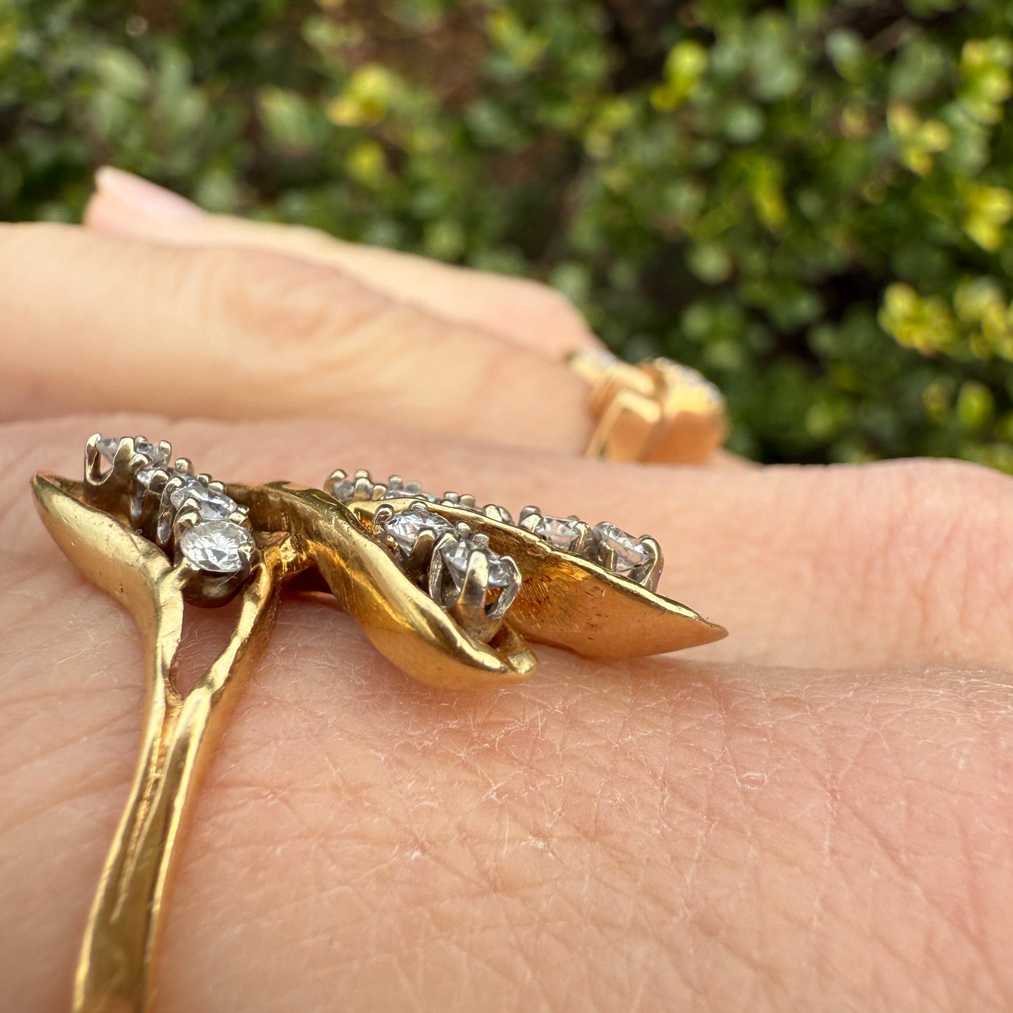 Abstract 14K Gold Ring .75 ctw Natural Diamonds (Size 8)