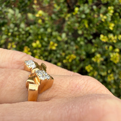 Vintage Inspired Bow Ring 14K .25 Natural Diamonds (size 6)