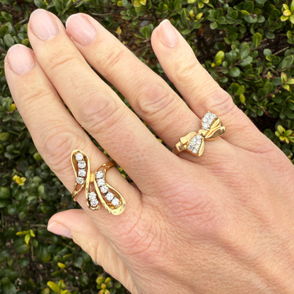 Vintage Inspired Bow Ring 14K .25 Natural Diamonds (size 6)