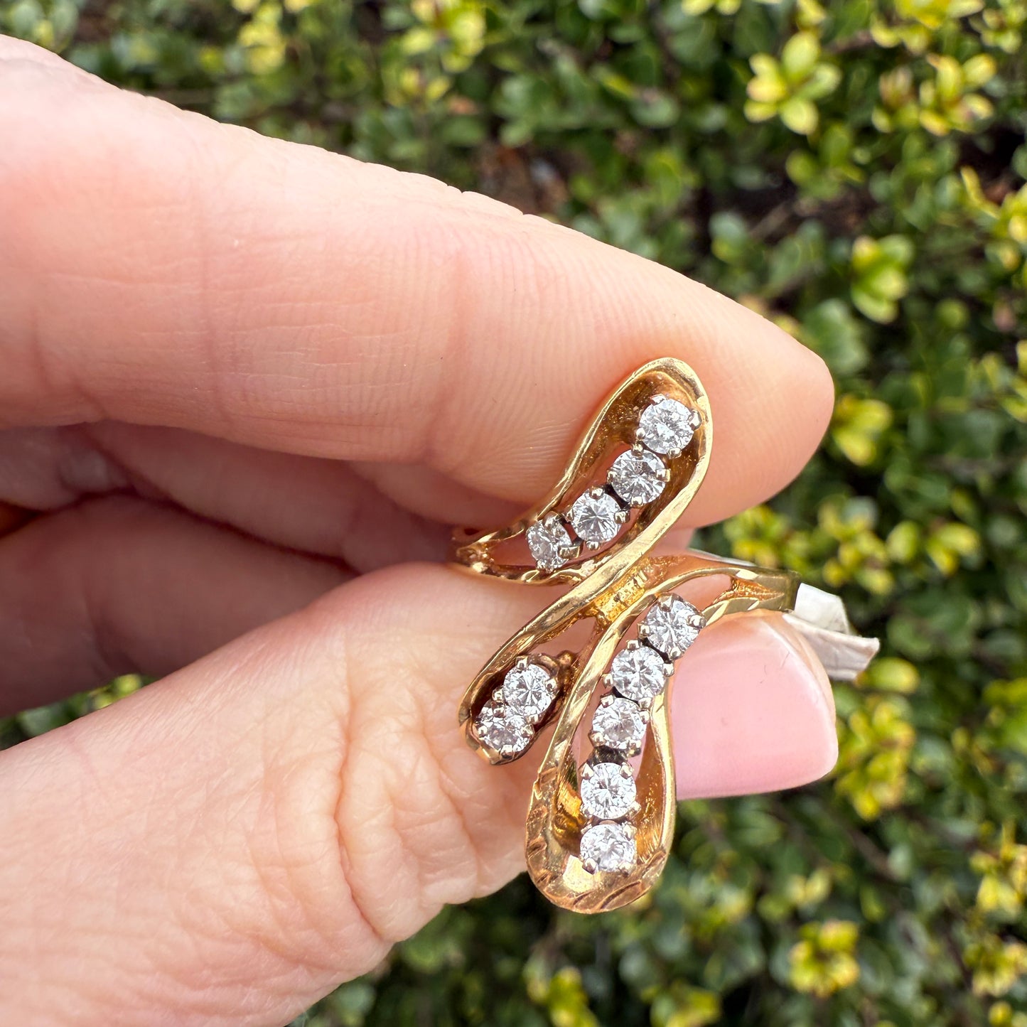 Abstract 14K Gold Ring .75 ctw Natural Diamonds (Size 8)