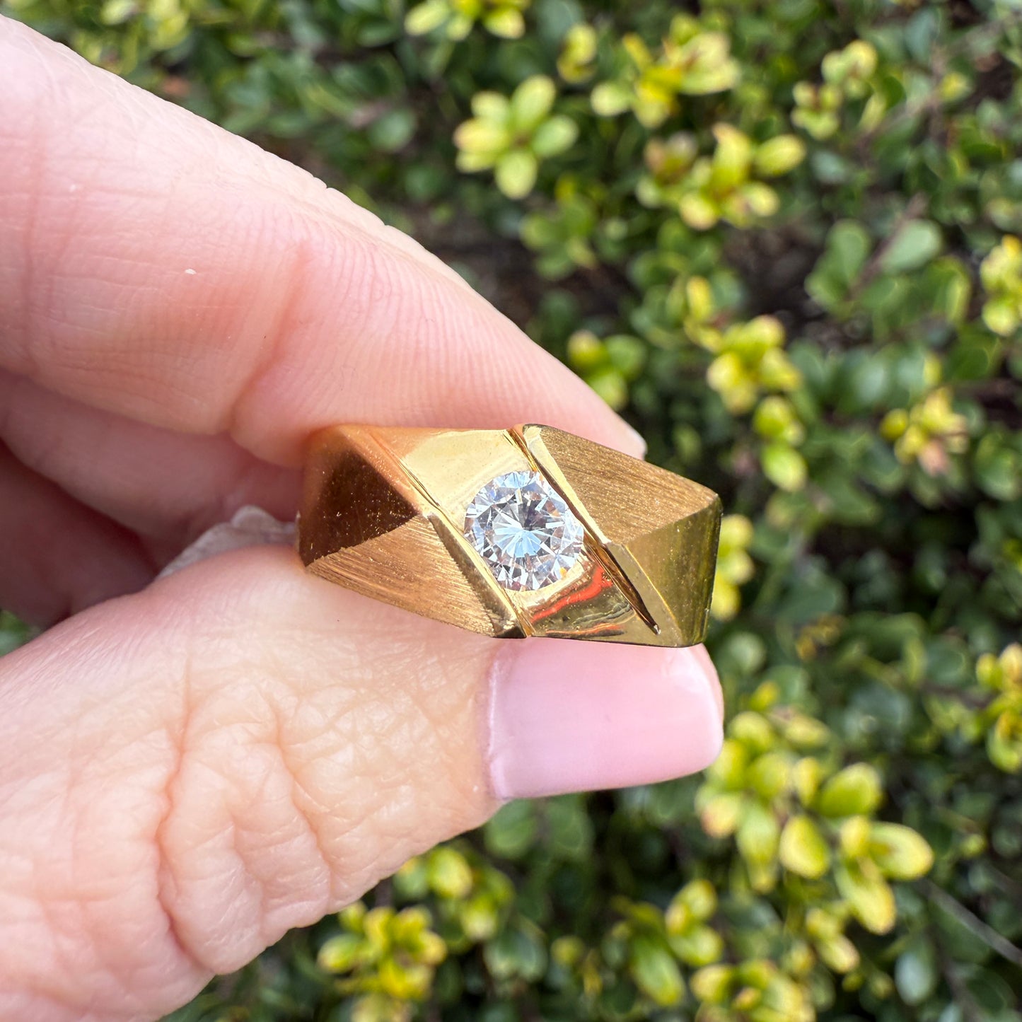 Architectural 14K .40 Natural Diamond Ring in Geometric Gold (Size 8.5)