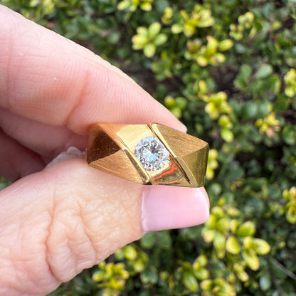 Architectural 14K .40 Natural Diamond Ring in Geometric Gold (Size 8.5)