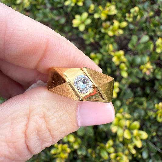 Architectural 14K .40 Natural Diamond Ring in Geometric Gold (Size 8.5)