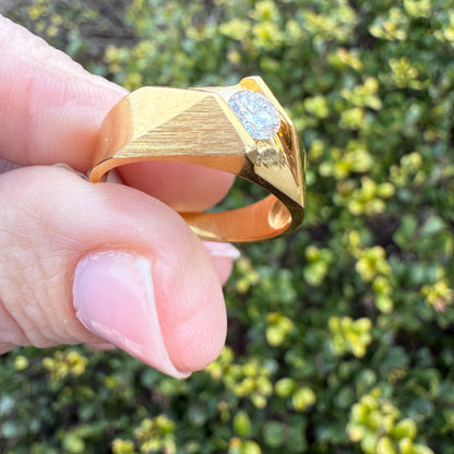 Architectural 14K .40 Natural Diamond Ring in Geometric Gold (Size 8.5)