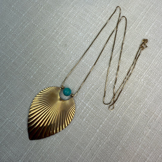 Italian 14K Yellow Gold Boho Necklace with Box Chain 18" 3.85g