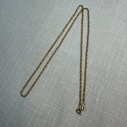 21" Twisted Wheat Chain 14K Yellow Gold Chain 1.26mm 3g